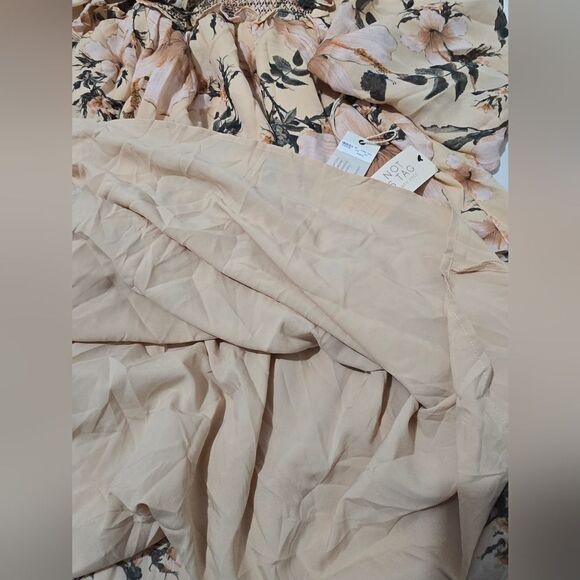 Happy X Nature Smocked Shift Dress Size Medium In Blush Floral Hibiscuos - Picture 5 of 10